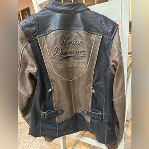 Brown/black Harley Davidson riding jacket